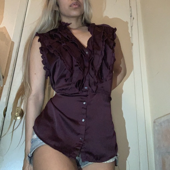 Converse Tops - Converse Wine Ruffle Top